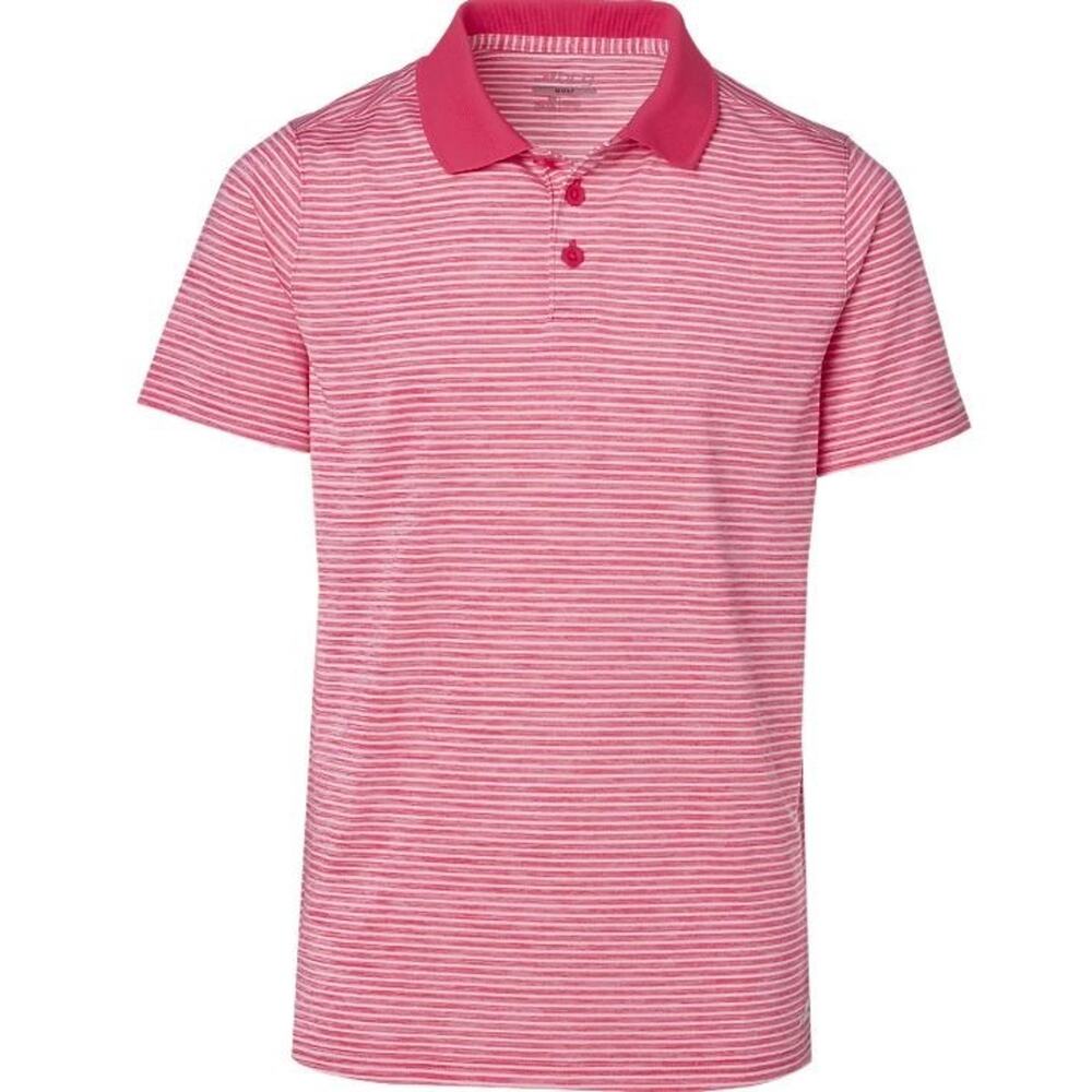 BCG Men's Golf Collared Short Sleeve Polo Shirt in‎ Raspberry Stripe Medium
